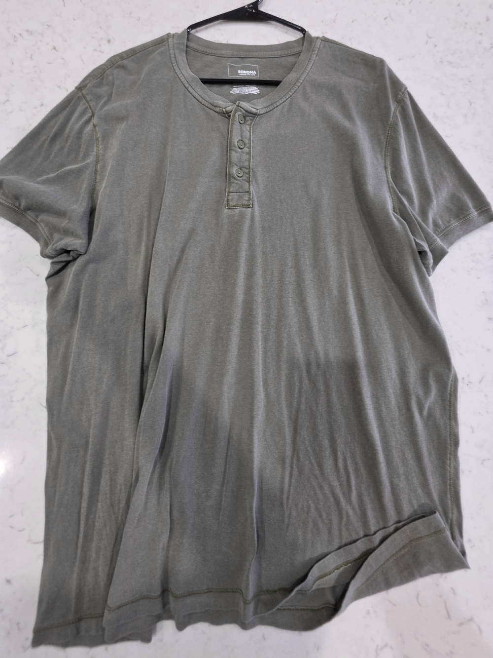 Sonoma Men's Short Sleeve Henley Shirt - Olive Green